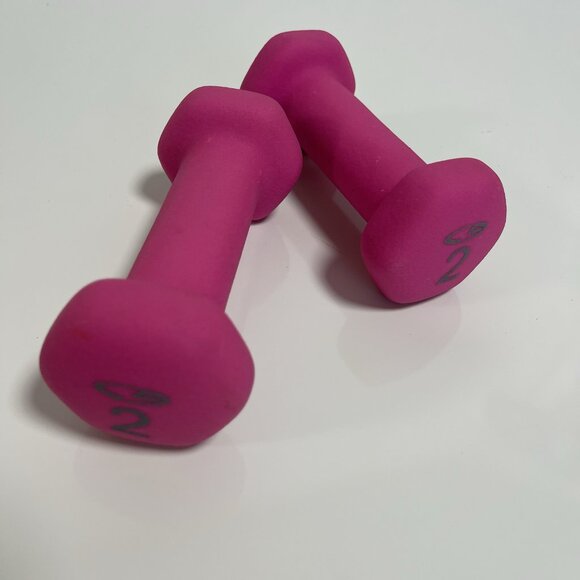 CHAMPION 2 Pound Dumbbell Weights Pink Neoprene Set of 2 Fitness Strength Train - Picture 3 of 5